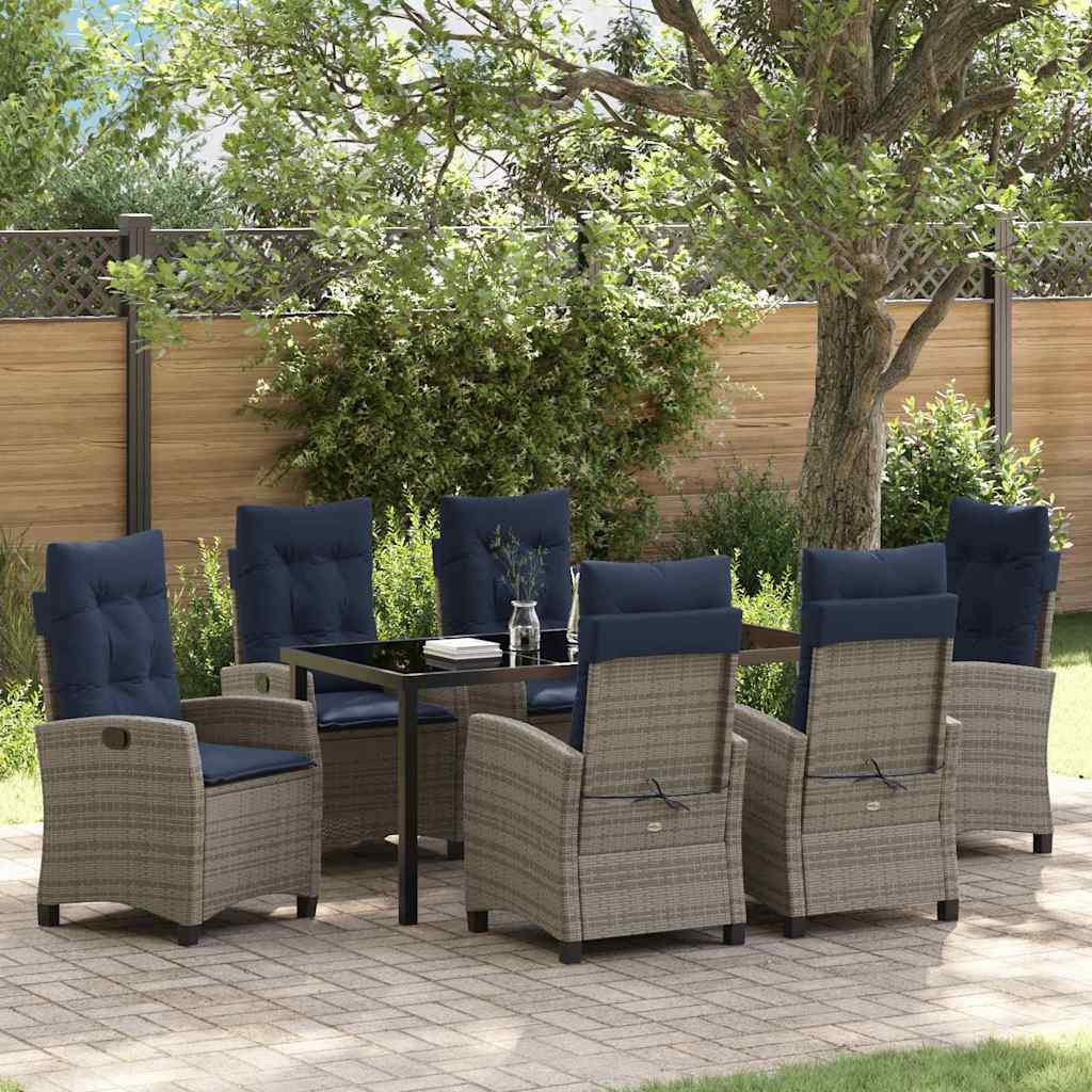 Have Spisebordssæt med pude 7 pcs Grå polyrattan