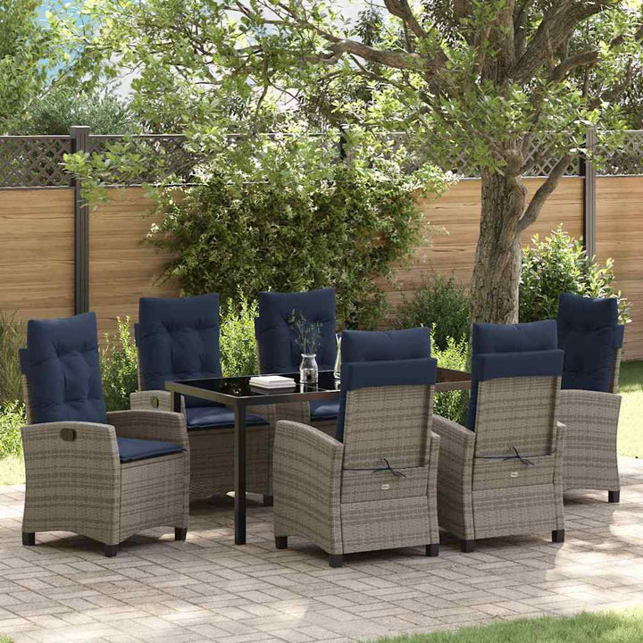Have Spisebordssæt med pude 7 pcs Grå polyrattan