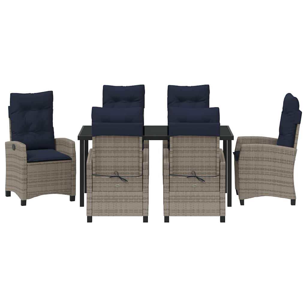 Have Spisebordssæt med pude 7 pcs Grå polyrattan