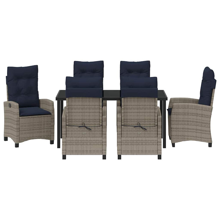 Have Spisebordssæt med pude 7 pcs Grå polyrattan