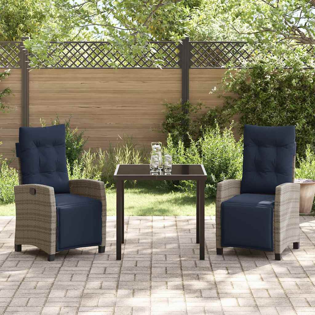Have Spisebordssæt med pude 3 pcs Grå polyrattan