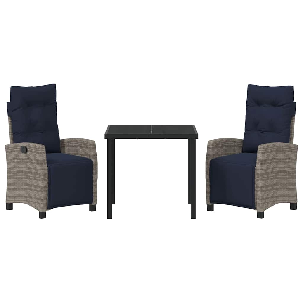 Have Spisebordssæt med pude 3 pcs Grå polyrattan
