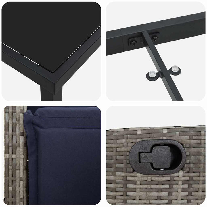 Have Spisebordssæt med pude 7 pcs Grå polyrattan