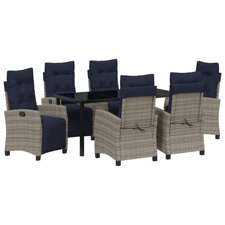Have Spisebordssæt med pude 7 pcs Grå polyrattan