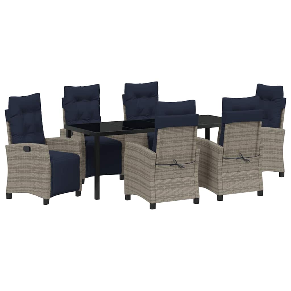 Have Spisebordssæt med pude 7 pcs Grå polyrattan