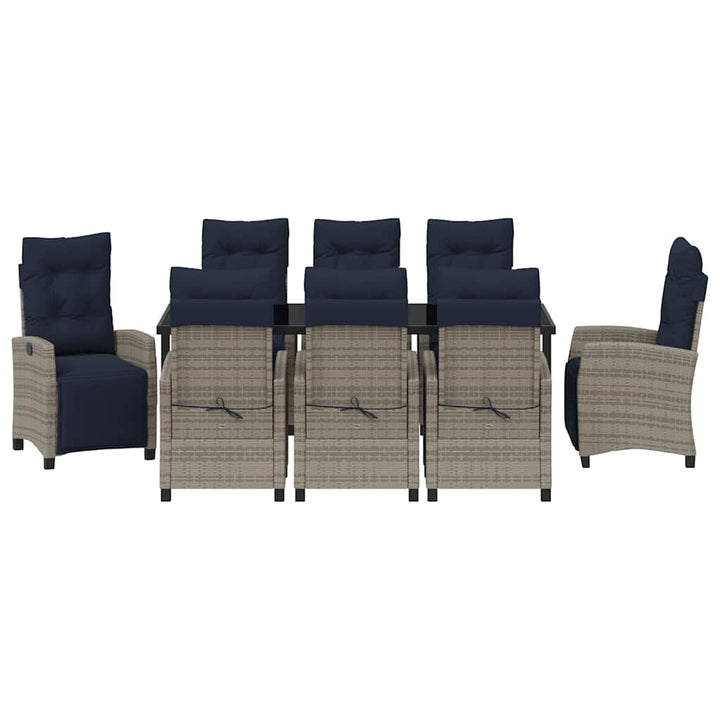 Have Spisebordssæt med pude 9 pcs Grå polyrattan