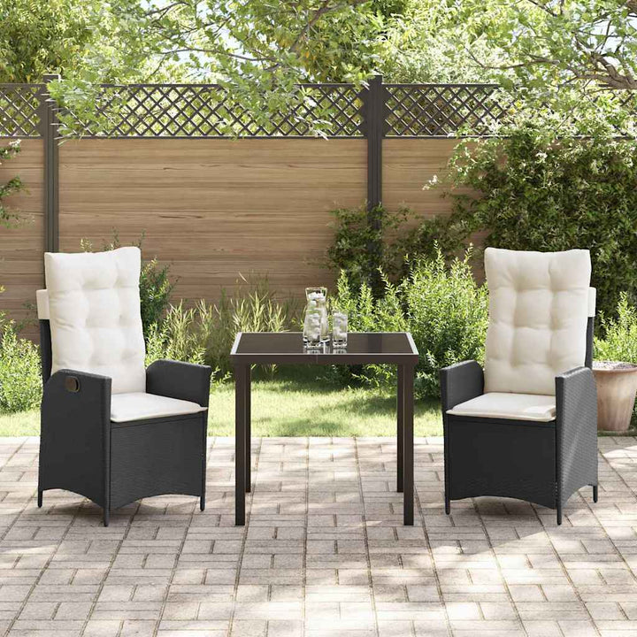 Have Spisebordssæt med pude 3 pcs Sort polyrattan