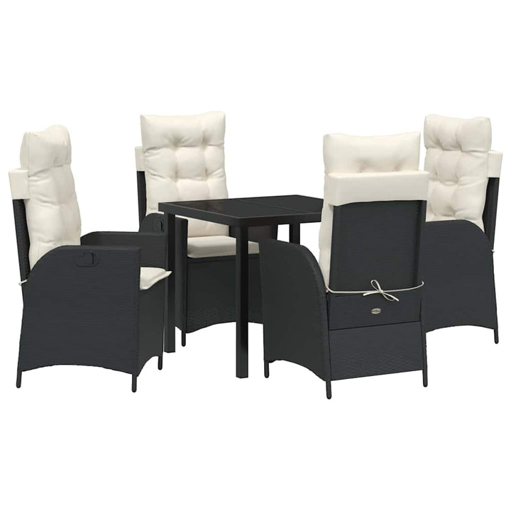 Have Spisebordssæt med pude 5 pcs Sort polyrattan
