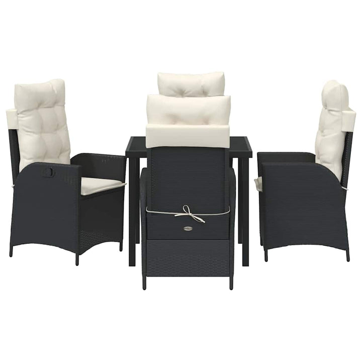 Have Spisebordssæt med pude 5 pcs Sort polyrattan