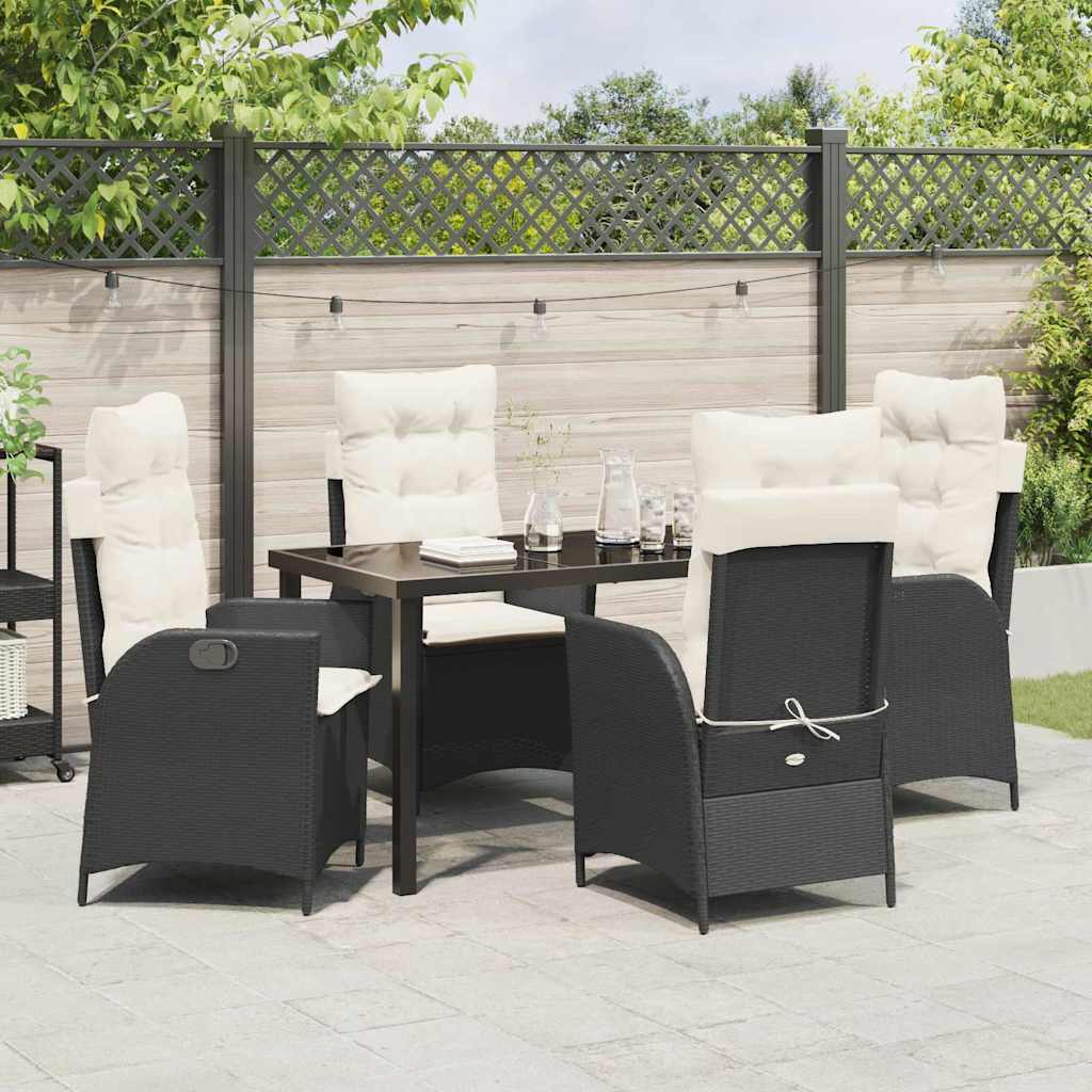Have Spisebordssæt med pude 5 pcs Sort polyrattan