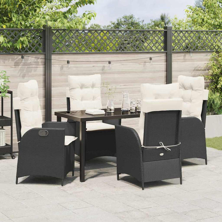 Have Spisebordssæt med pude 5 pcs Sort polyrattan