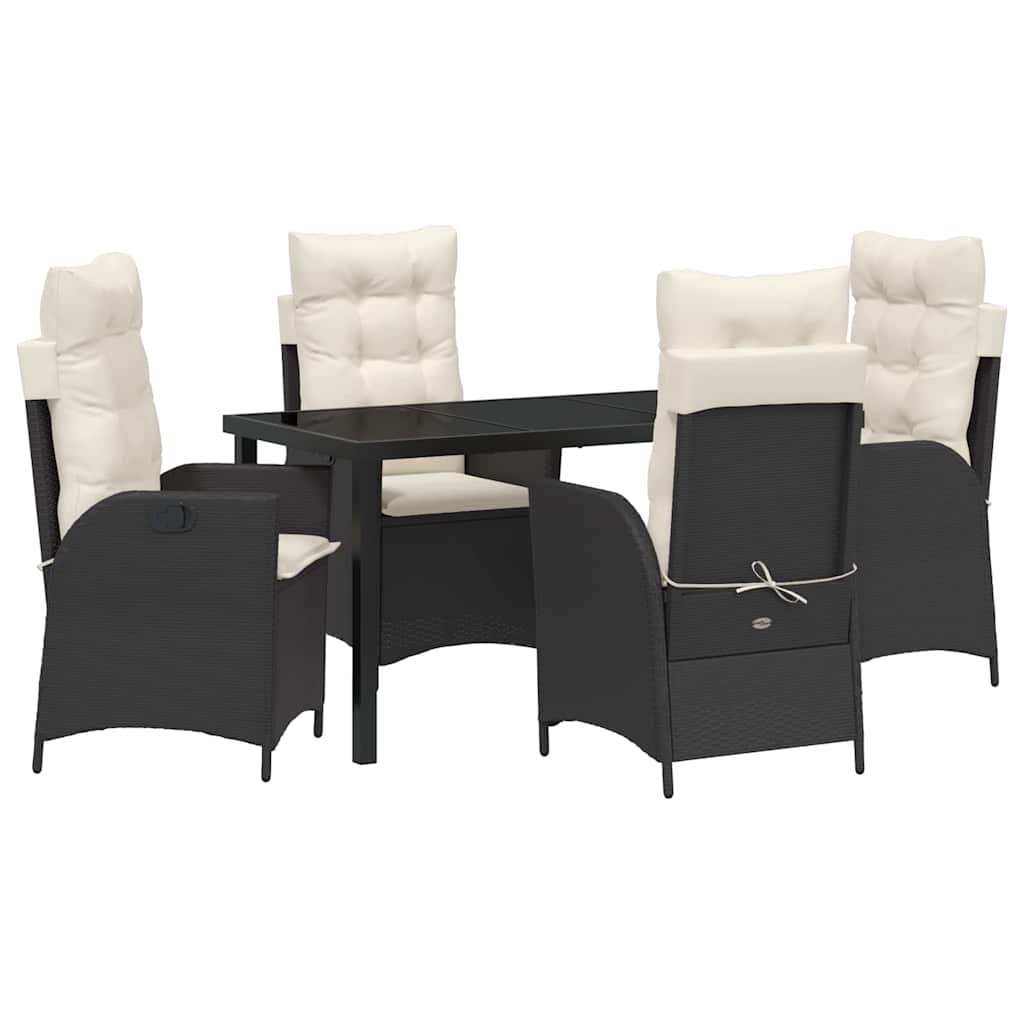 Have Spisebordssæt med pude 5 pcs Sort polyrattan