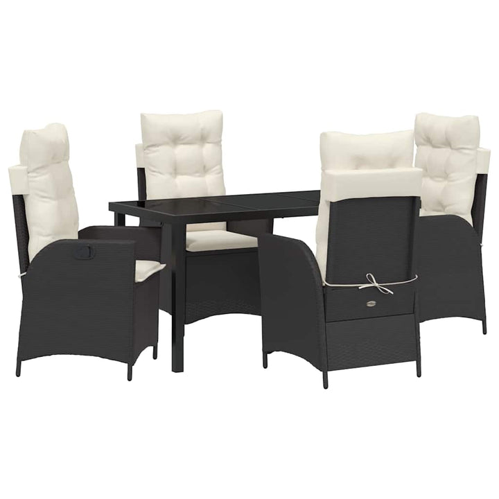 Have Spisebordssæt med pude 5 pcs Sort polyrattan