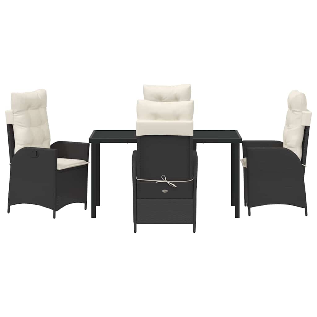 Have Spisebordssæt med pude 5 pcs Sort polyrattan