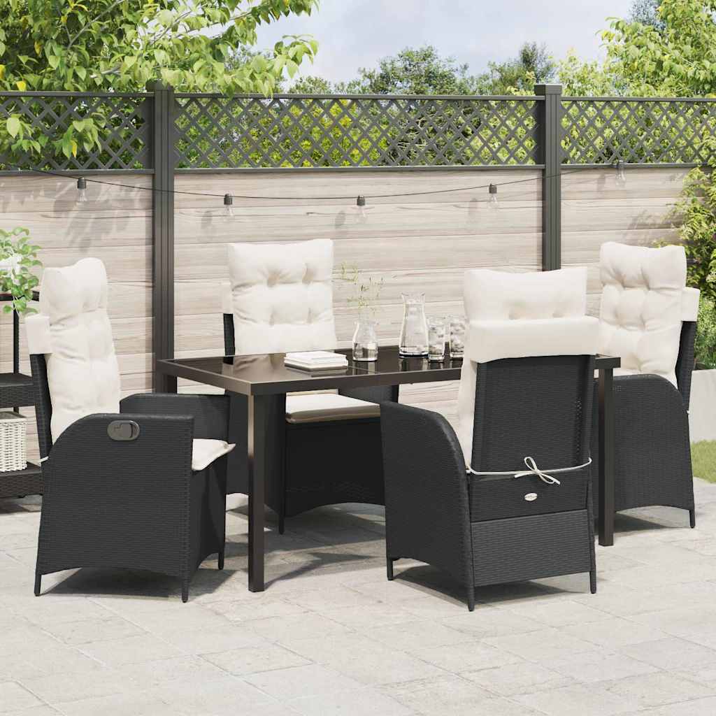 Have Spisebordssæt med pude 5 pcs Sort polyrattan