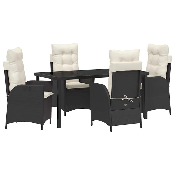 Have Spisebordssæt med pude 5 pcs Sort polyrattan