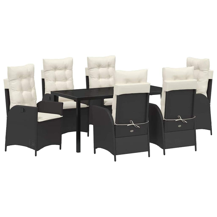 Have Spisebordssæt med pude 7 pcs Sort polyrattan