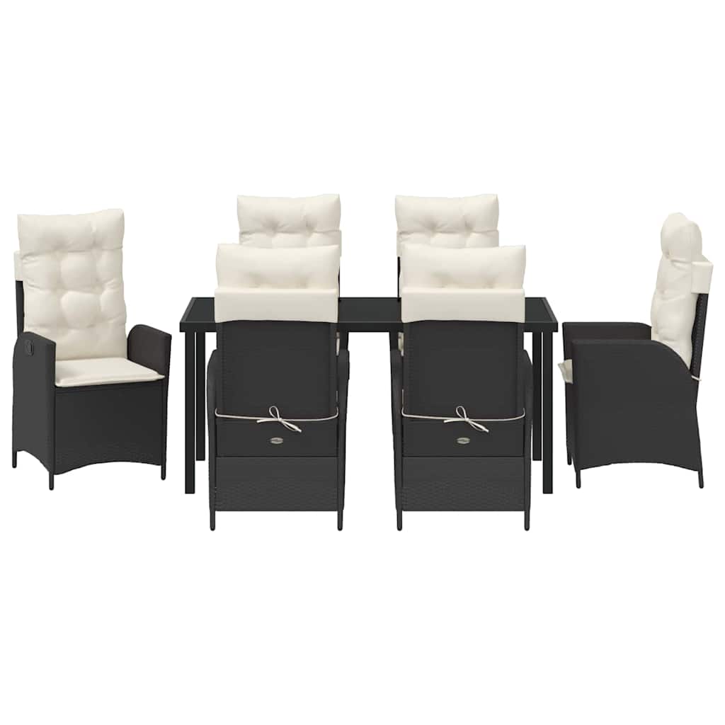 Have Spisebordssæt med pude 7 pcs Sort polyrattan
