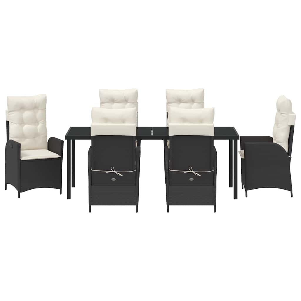Have Spisebordssæt med pude 7 pcs Sort polyrattan