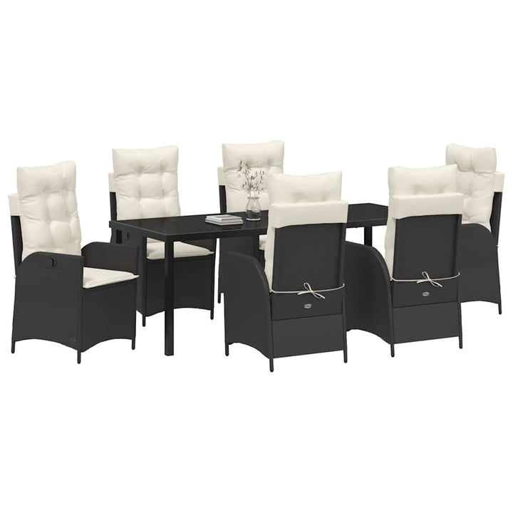 Have Spisebordssæt med pude 7 pcs Sort polyrattan