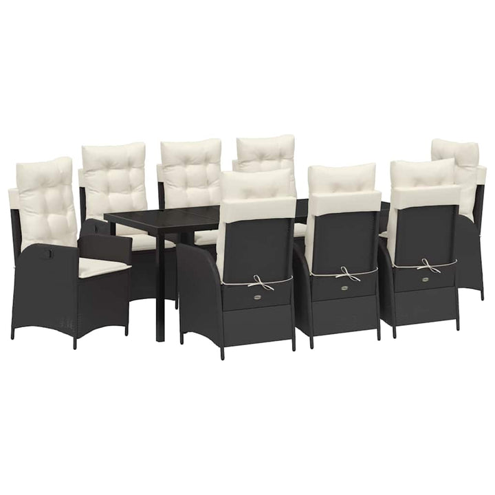 Have Spisebordssæt med pude 9 pcs Sort polyrattan
