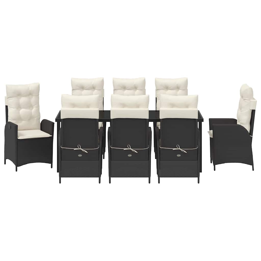 Have Spisebordssæt med pude 9 pcs Sort polyrattan