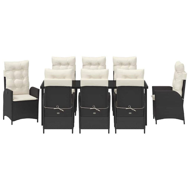 Have Spisebordssæt med pude 9 pcs Sort polyrattan