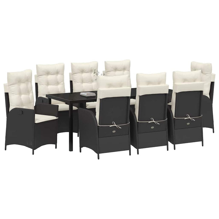 Have Spisebordssæt med pude 9 pcs Sort polyrattan