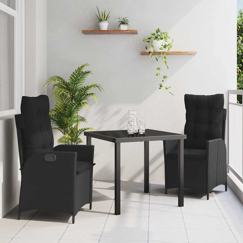 Have Spisebordssæt med pude 3 pcs Sort polyrattan