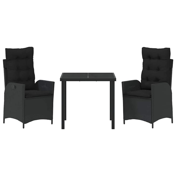 Have Spisebordssæt med pude 3 pcs Sort polyrattan