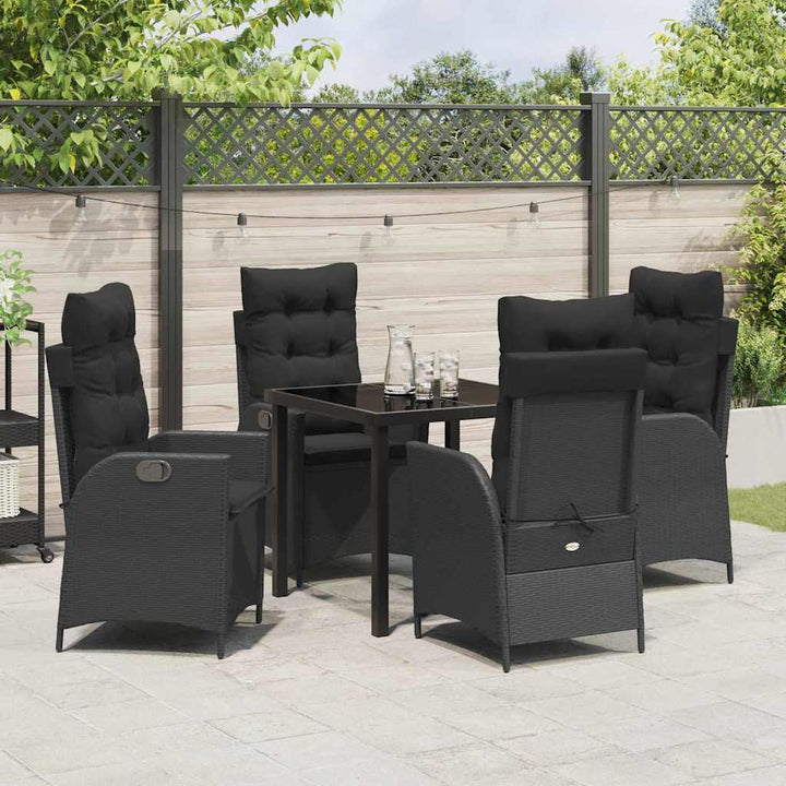 Have Spisebordssæt med pude 5 pcs Sort polyrattan