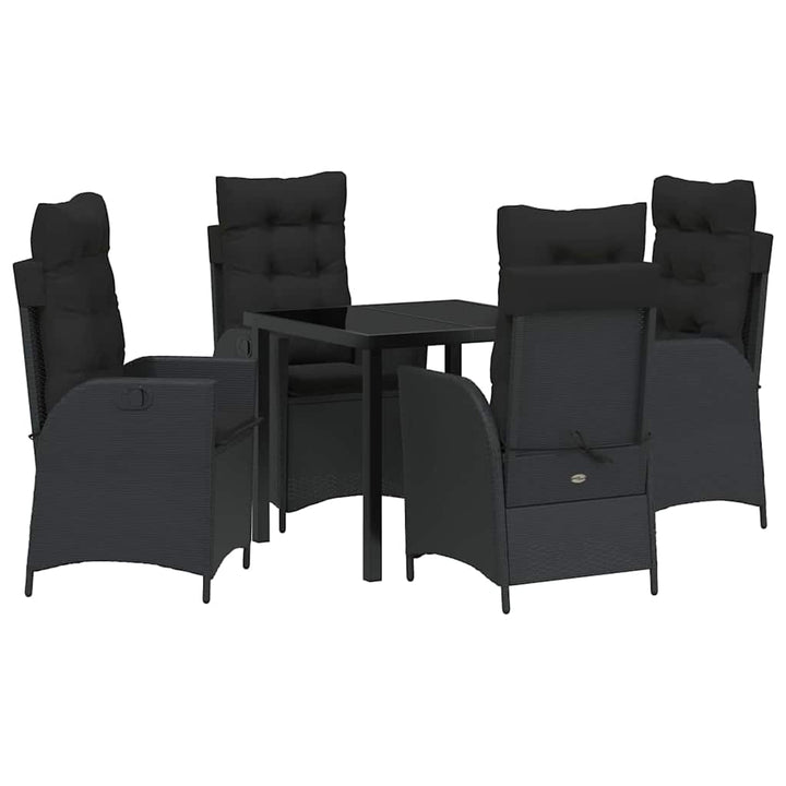 Have Spisebordssæt med pude 5 pcs Sort polyrattan