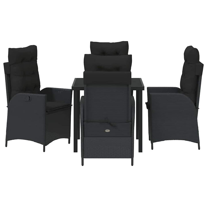 Have Spisebordssæt med pude 5 pcs Sort polyrattan