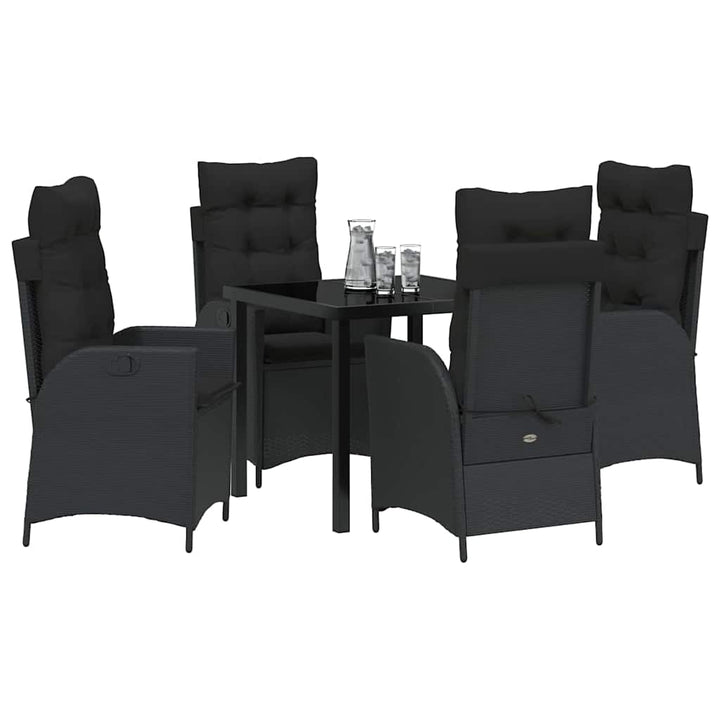 Have Spisebordssæt med pude 5 pcs Sort polyrattan