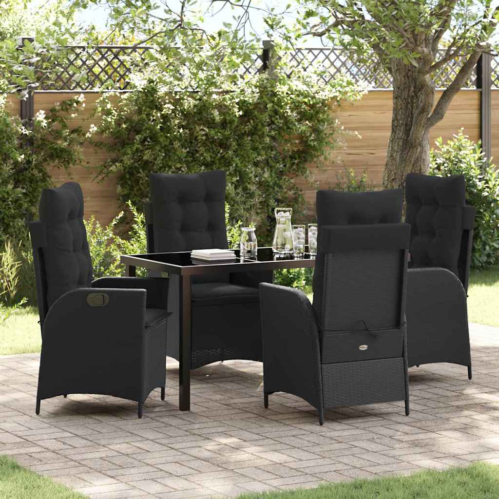 Have Spisebordssæt med pude 5 pcs Sort polyrattan