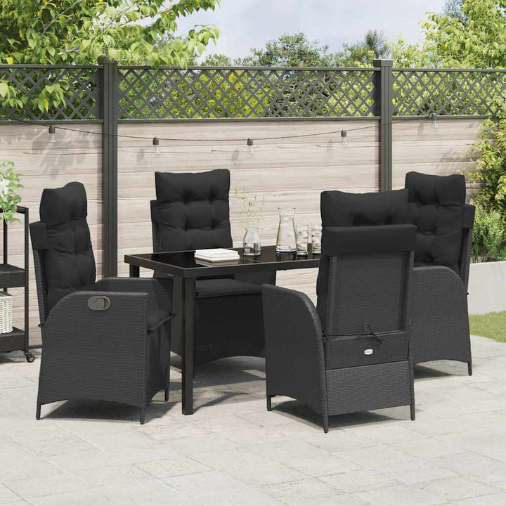 Have Spisebordssæt med pude 5 pcs Sort polyrattan