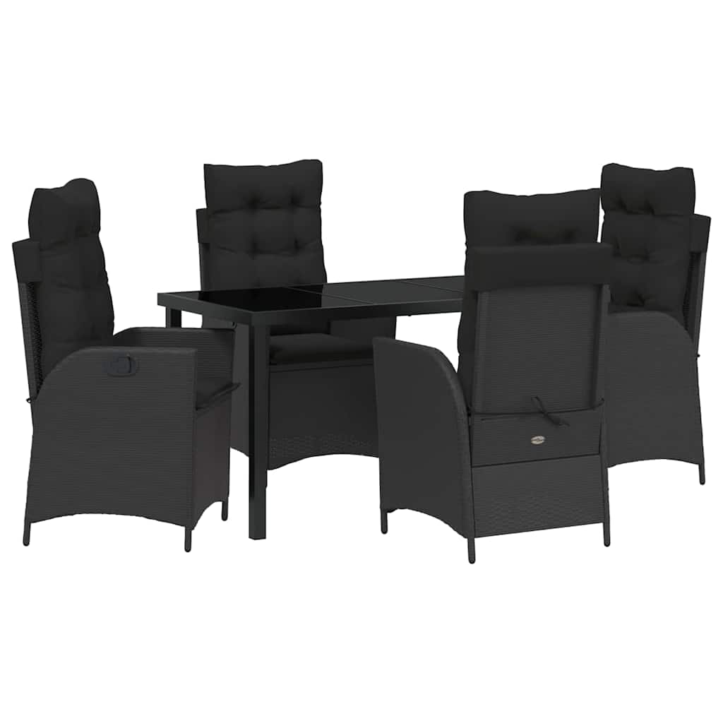 Have Spisebordssæt med pude 5 pcs Sort polyrattan