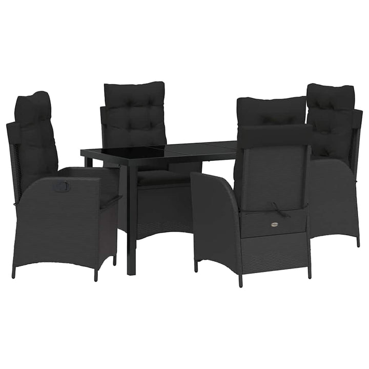 Have Spisebordssæt med pude 5 pcs Sort polyrattan