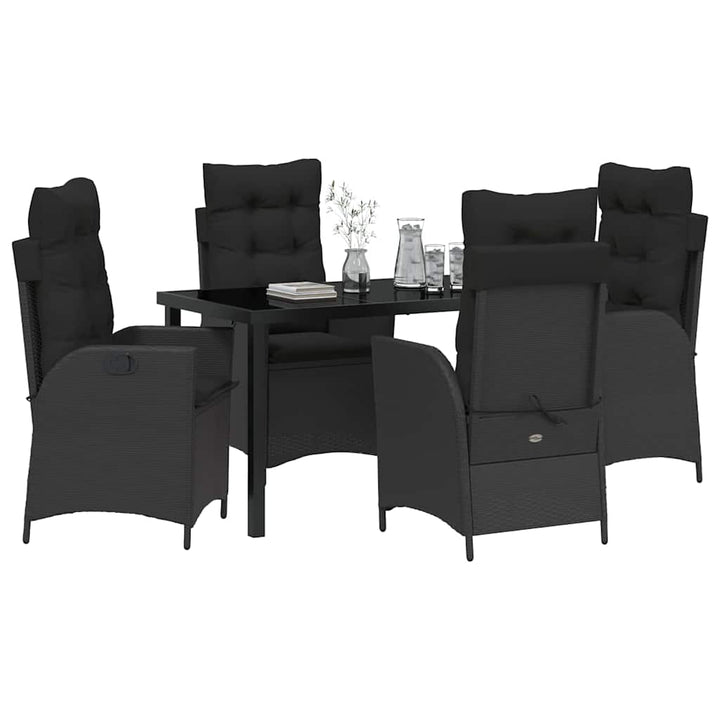 Have Spisebordssæt med pude 5 pcs Sort polyrattan