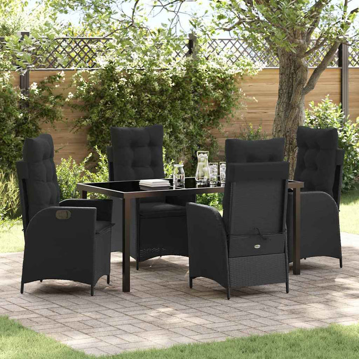Have Spisebordssæt med pude 5 pcs Sort polyrattan