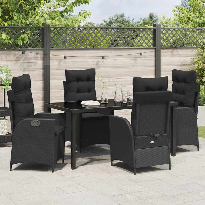 Have Spisebordssæt med pude 5 pcs Sort polyrattan