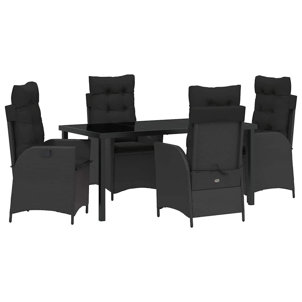Have Spisebordssæt med pude 5 pcs Sort polyrattan
