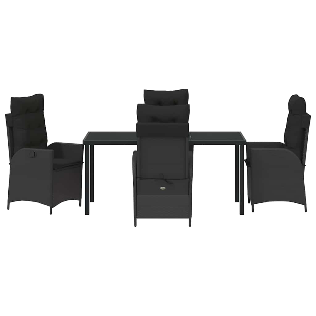 Have Spisebordssæt med pude 5 pcs Sort polyrattan