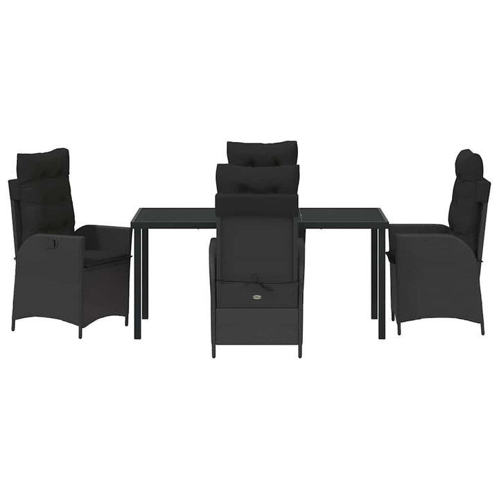 Have Spisebordssæt med pude 5 pcs Sort polyrattan