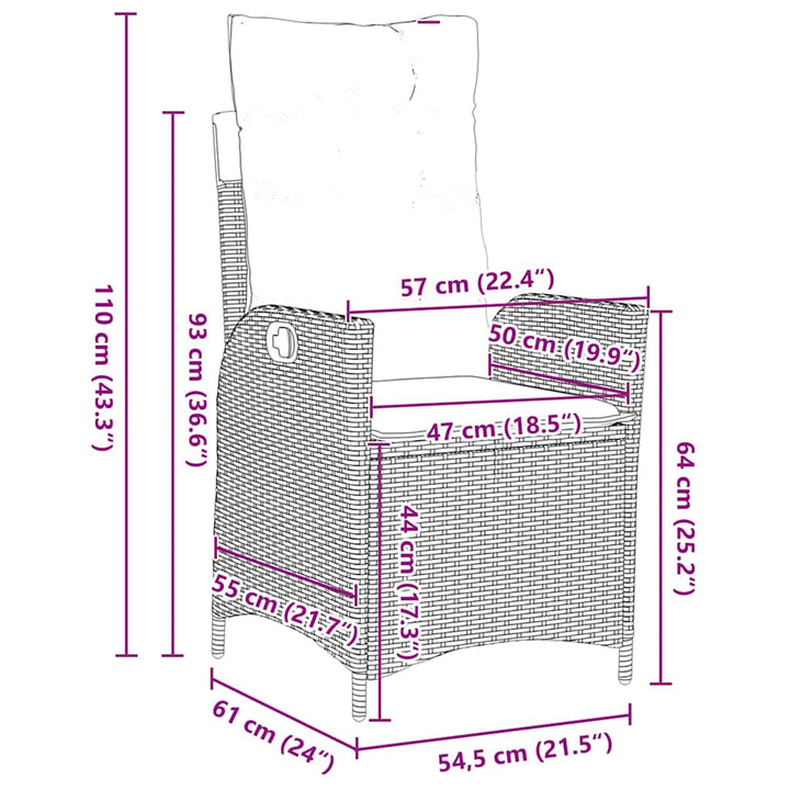 Have Spisebordssæt med pude 5 pcs Sort polyrattan