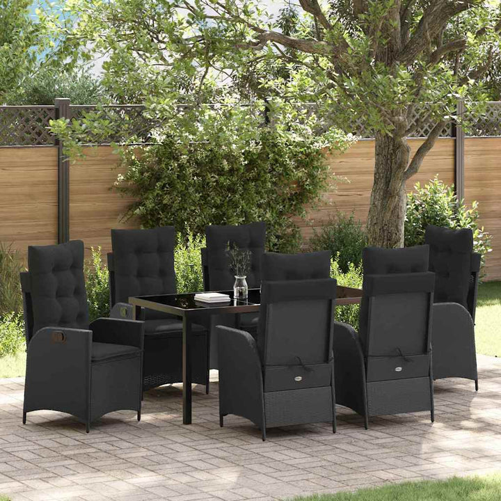 Have Spisebordssæt med pude 7 pcs Sort polyrattan