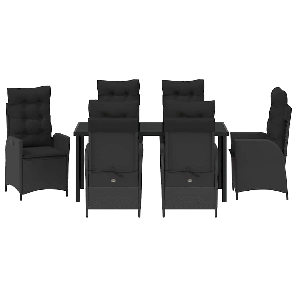 Have Spisebordssæt med pude 7 pcs Sort polyrattan