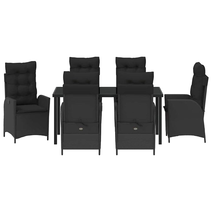 Have Spisebordssæt med pude 7 pcs Sort polyrattan