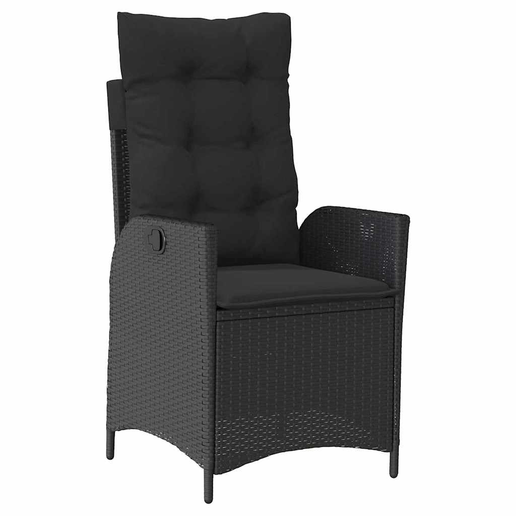 Have Spisebordssæt med pude 7 pcs Sort polyrattan