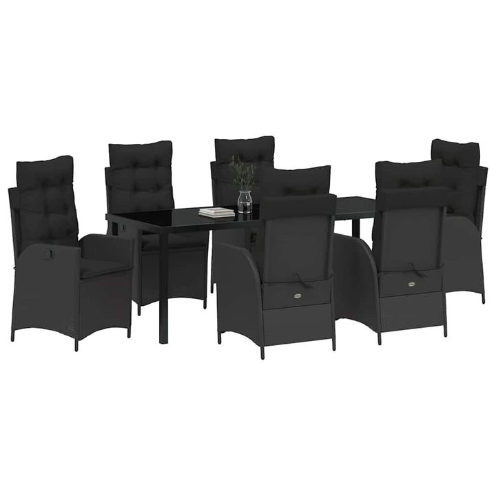 Have Spisebordssæt med pude 7 pcs Sort polyrattan